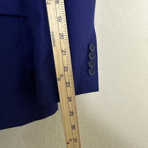 Mantoni Blazer Coat Jacket Men 38R Formal Blue Plain Disco Retro Minimal Party - Picture 9 of 14